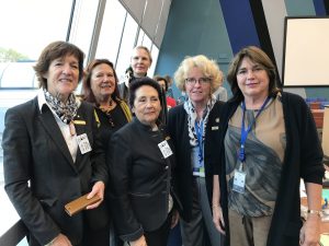 Austrian parliamentarian Gisela Wurm (right) poses with some of the Soroptimists in Strasbourg.